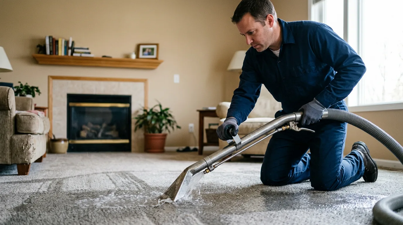 Water damage restoration technician working near Centerville, AR